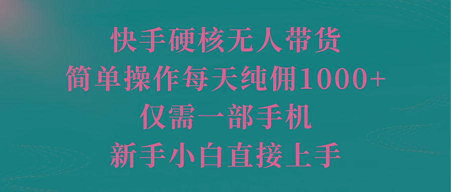 (9861期)快手硬核无人带货，简单操作每天纯佣1000+,仅需一部手机，新手小白直接上手-轻资本网
