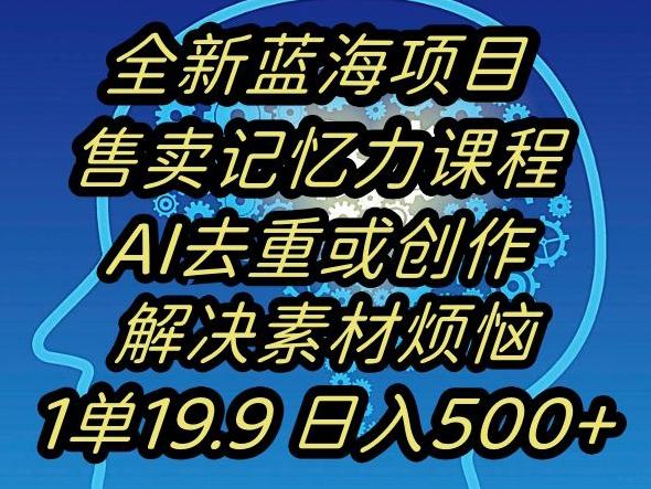 蓝海项目记忆力提升，AI去重，一单19.9日入500+【揭秘】-轻资本网