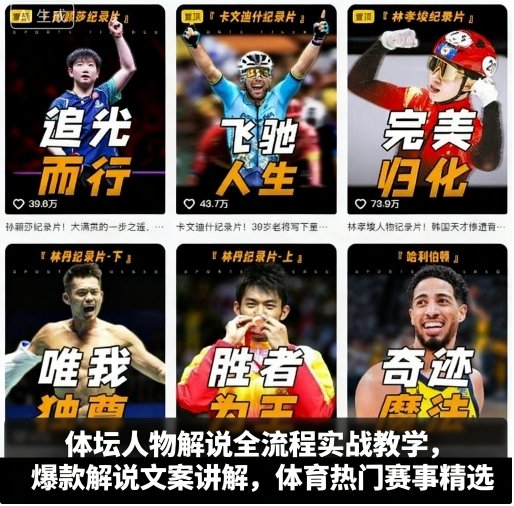 体坛人物解说全流程实战教学，爆款解说文案讲解，体育热门赛事精选-轻资本网