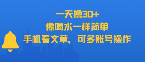 一天撸30+，像喝水一样简单，手机看文章，可多账号操作-轻资本网