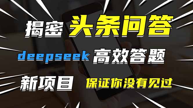 头条问答，刚出的新玩法！保证你没见过！用DeepSeek去高效答题，一个账…-轻资本网