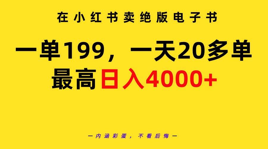 (9401期)在小红书卖绝版电子书，一单199 一天最多搞20多单，最高日入4000+教程+资料-轻资本网