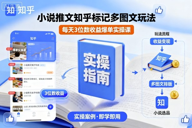 小说推文知乎标记多图文玩法，每天3位数收益爆单实操课-轻资本网