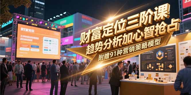 财富定位三阶课，趋势分析加心智抢占，附赠91种营销策略模型-轻资本网