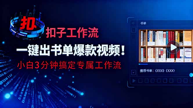 利用扣子工作流一键生成书单爆款视频，小白三分钟搞定专属工作流-轻资本网