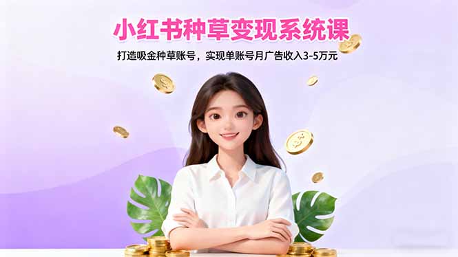 小红书种草变现系统课：打造吸金种草账号，实现单账号月广告收入3-5万元-轻资本网