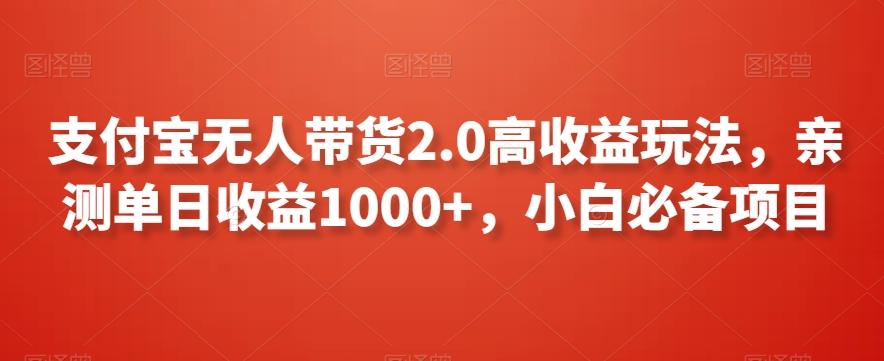 支付宝无人带货2.0高收益玩法，亲测单日收益1000+，小白必备项目【揭秘】-轻资本网