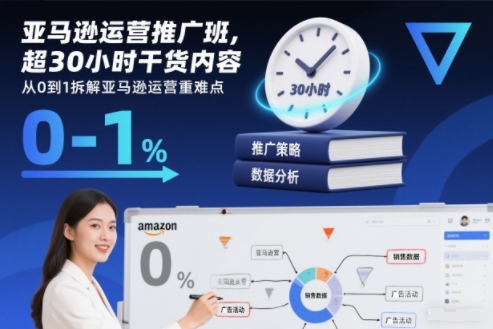 亚马逊运营推广班，超30小时干货内容，从0到1拆解亚马逊运营重难点-轻资本网