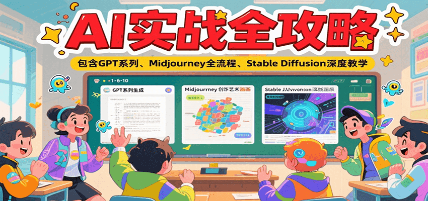 AI实战全攻略，包含GPT系列、Midjourney全流程、Stable Diffusion深度教学-轻资本网