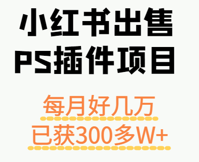 小红书出售PS插件项目，每月都收入好几万，长期操作已获利300多W+-轻资本网