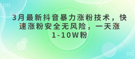 3月最新抖音暴力涨粉技术，快速涨粉安全无风险，一天涨1-10W粉-轻资本网