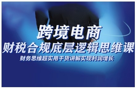 跨境电商财稅合规底层逻辑思维课，财务思维超实用于货讲解实现利润增长-轻资本网