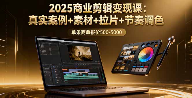2025商业剪辑变现课：真实案例+素材+拉片+节奏调色，单条商单报价500-5000-轻资本网