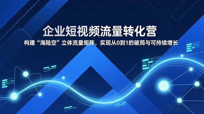 企业短视频流量转化营，构建“海陆空”立体流量矩阵，实现从0到1的破局与可持续增长-轻资本网