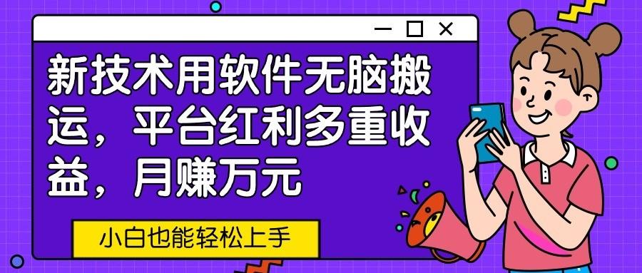 新技术用软件无脑搬运，平台红利多重收益，月赚万元，小白也能轻松上手-轻资本网
