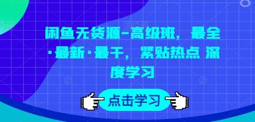 闲鱼无货源-高级班，最全·最新·最干，紧贴热点 深度学习-轻资本网