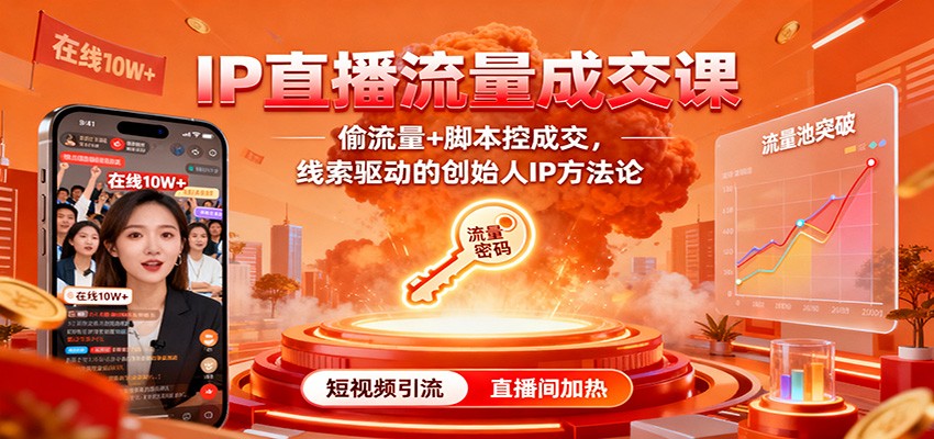 IP直播流量成交课：偷流量+脚本控成交，线索驱动的创始人IP方法论-轻资本网