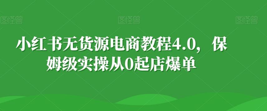 小红书无货源电商教程4.0，保姆级实操从0起店爆单【拆解】-轻资本网