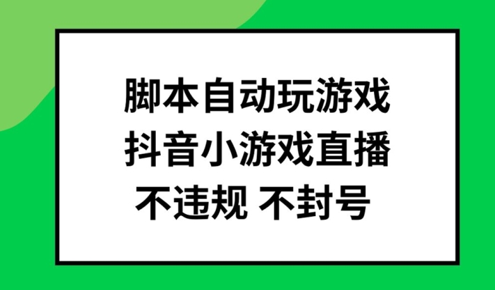 脚本自动玩游戏，抖音小游戏直播，不违规不封号可批量做【揭秘】-轻资本网