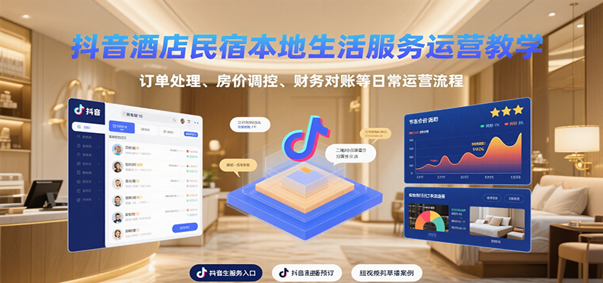 抖音酒店民宿本地生活服务运营教学，订单处理、房价调控、财务对账等日常运营流程-轻资本网