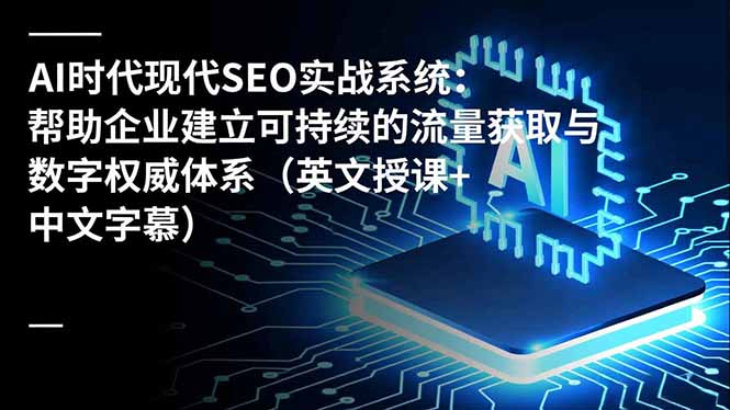 AI时代现代SEO实战系统：帮助企业建立可持续的流量获取与数字权威体系(英文授课+中文字幕-轻资本网