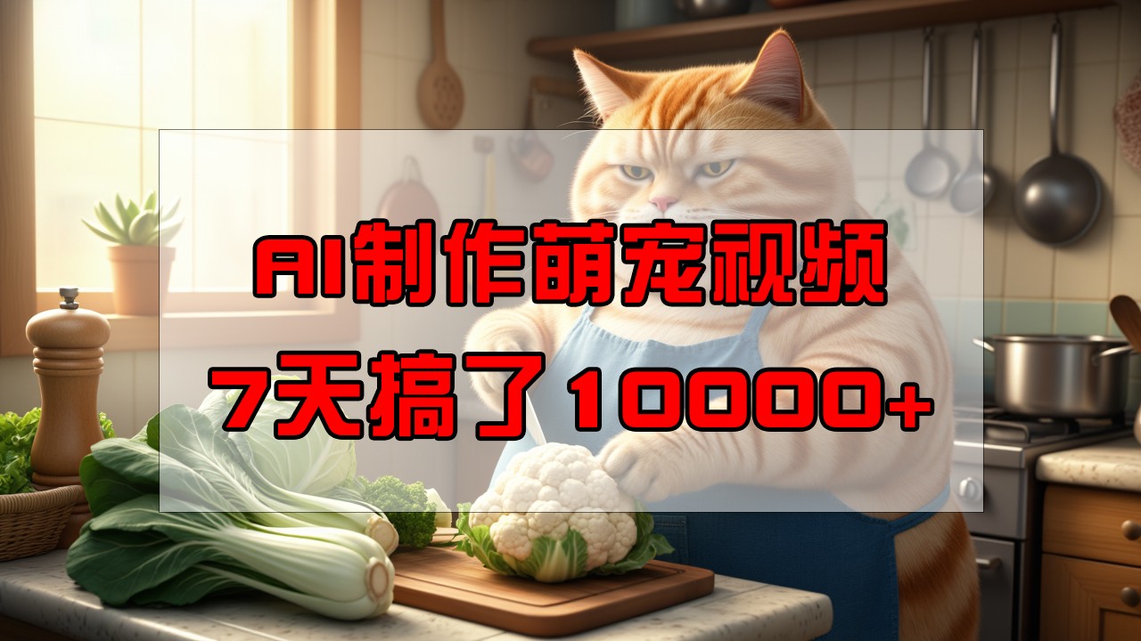 靠AI制作萌宠视频，7天搞了1万+，操作简单门槛低，有手机就行-轻资本网