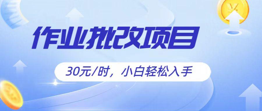 作业批改项目30元/时，简单小白轻松入手，非常适合兼职-轻资本网