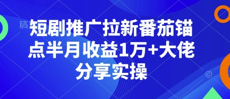 短剧推广拉新番茄锚点半月收益1万+大佬分享实操-轻资本网