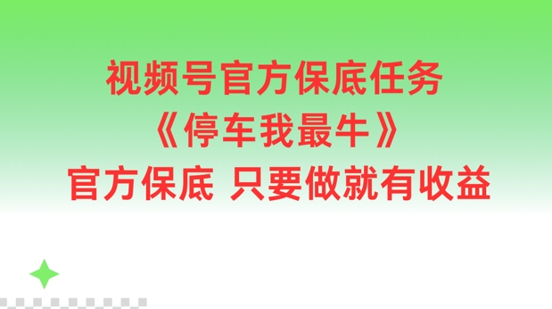 视频号官方保底任务，停车我最牛，官方保底只要做就有收益【揭秘】-轻资本网