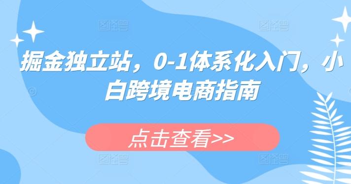 掘金独立站，0-1体系化入门，小白跨境电商指南-轻资本网