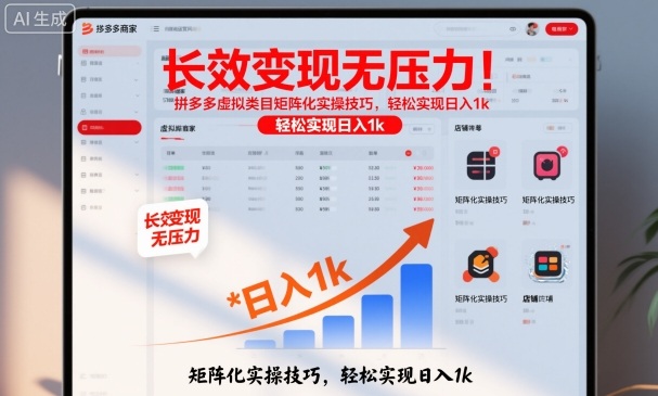 长效变现无压力！拼多多虚拟类目矩阵化实操技巧，轻松实现日入1k【揭秘】-轻资本网