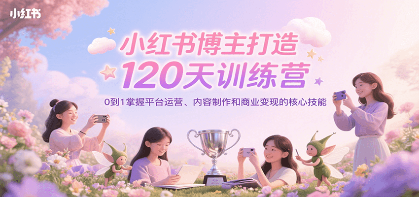 小红书博主打造120天训练营，0到1掌握平台运营、内容制作和商业变现-轻资本网
