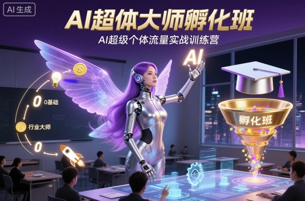 AI超体大师孵化班，AI超级个体流量实战训练营-轻资本网