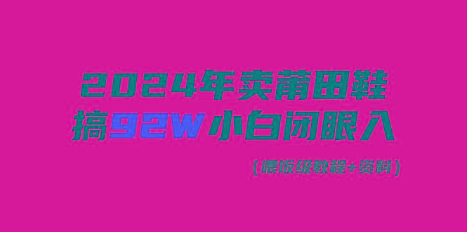 (9329期)2024年卖莆田鞋，搞了92W，小白闭眼操作！-轻资本网