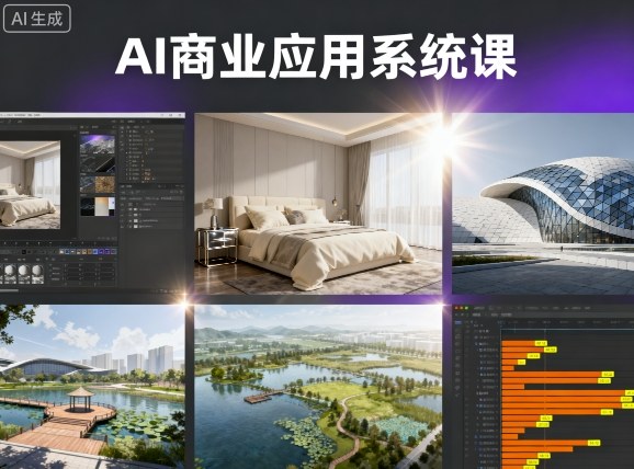 AI商业应用系统课，室内-软装-建筑-景观，智能设计+效果图+动画画实战-轻资本网