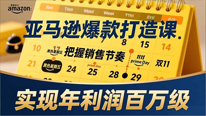 亚马逊爆款打造课，大促节点、全年规划、淡旺季打法，把握销售节奏，实现年利润百万级-轻资本网