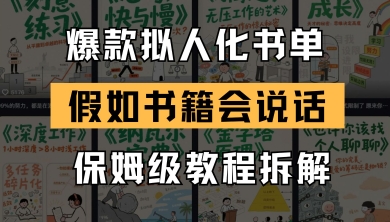 最新爆款拟人化书单玩法，假如书籍会说话，保姆级教程-轻资本网