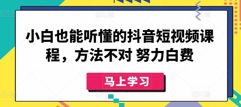 小白也能听懂的抖音短视频课程，方法不对 努力白费-轻资本网