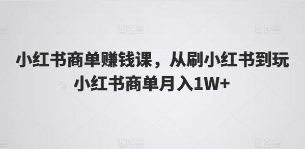 小红书商单赚钱课，从刷小红书到玩小红书商单月入1W+-轻资本网