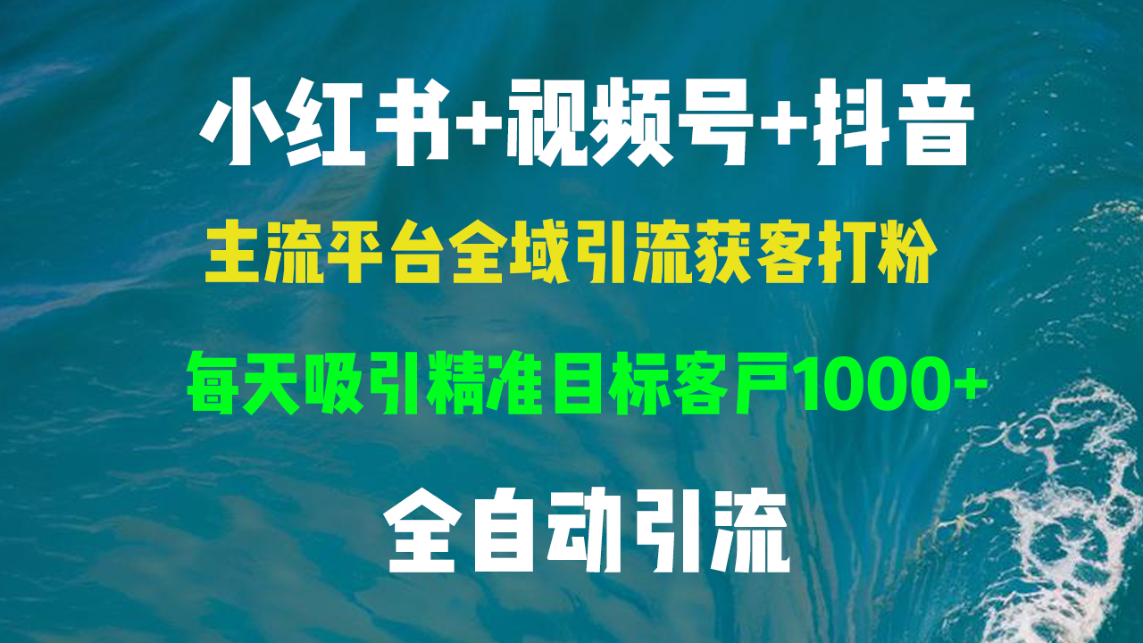 小红书，视频号，抖音主流平台全域引流获客打粉，每天吸引精准目标客户…-轻资本网