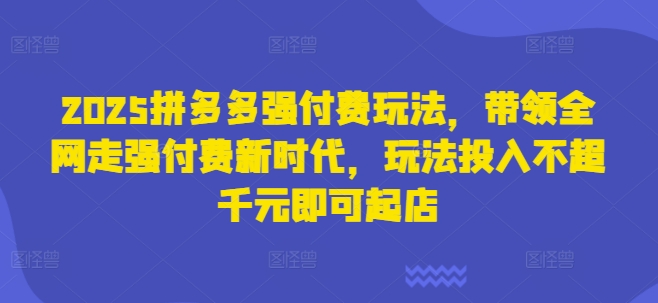 2025拼多多强付费玩法，带领全网走强付费新时代，玩法投入不超千元即可起店-轻资本网