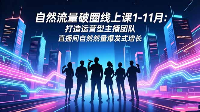 自然流量破圈线上课1-11月：打造运营型主播团队 直播间自然流量爆发式增长-轻资本网