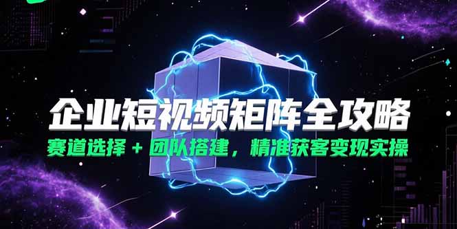企业短视频矩阵全攻略，赛道选择+团队搭建，精准获客变现实操-轻资本网