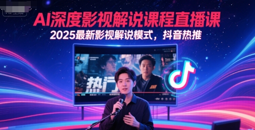 AI深度影视解说课程直播课，2025最新影视解说模式，抖音热推-轻资本网