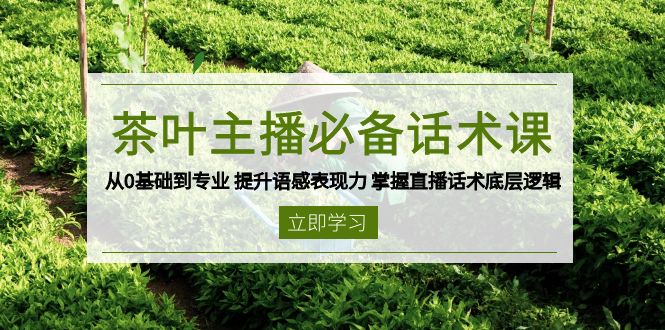 茶叶 主播必备话术课 从0基础到专业 提升语感表现力 掌握直播话术底层逻辑-轻资本网