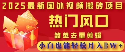 2025最新视频搬砖项目，热门风口，简单去重剪辑，小白也能轻松月入过W-轻资本网