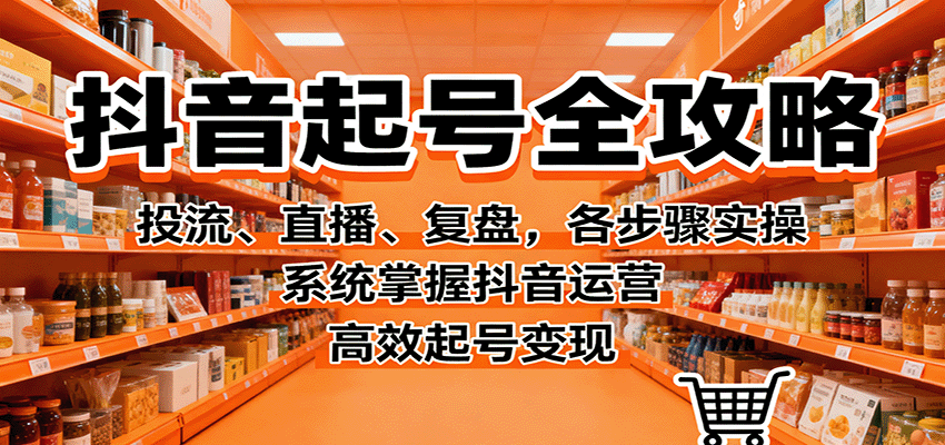 抖音起号全攻略，投流、直播、复盘，各步骤实操，系统掌握抖音运营，高效起号变现-轻资本网