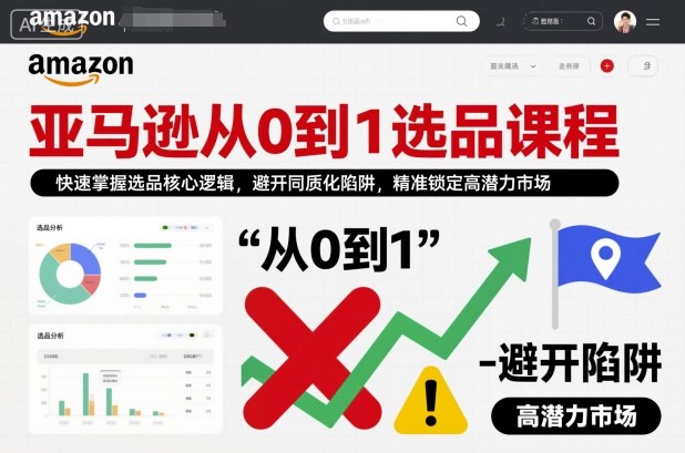 亚马逊从0到1选品课程，快速掌握选品核心逻辑，避开同质化陷阱，精准锁定高潜力市场-轻资本网