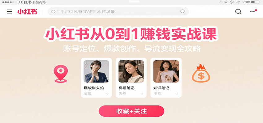 小红书从0到1赚钱实战课：账号定位、 爆款创作 、导流变现全攻略-轻资本网