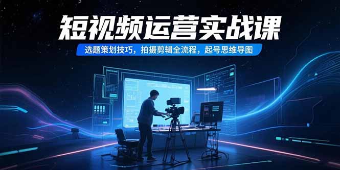 短视频运营实战课，选题策划技巧，拍摄剪辑全流程，起号思维导图-轻资本网